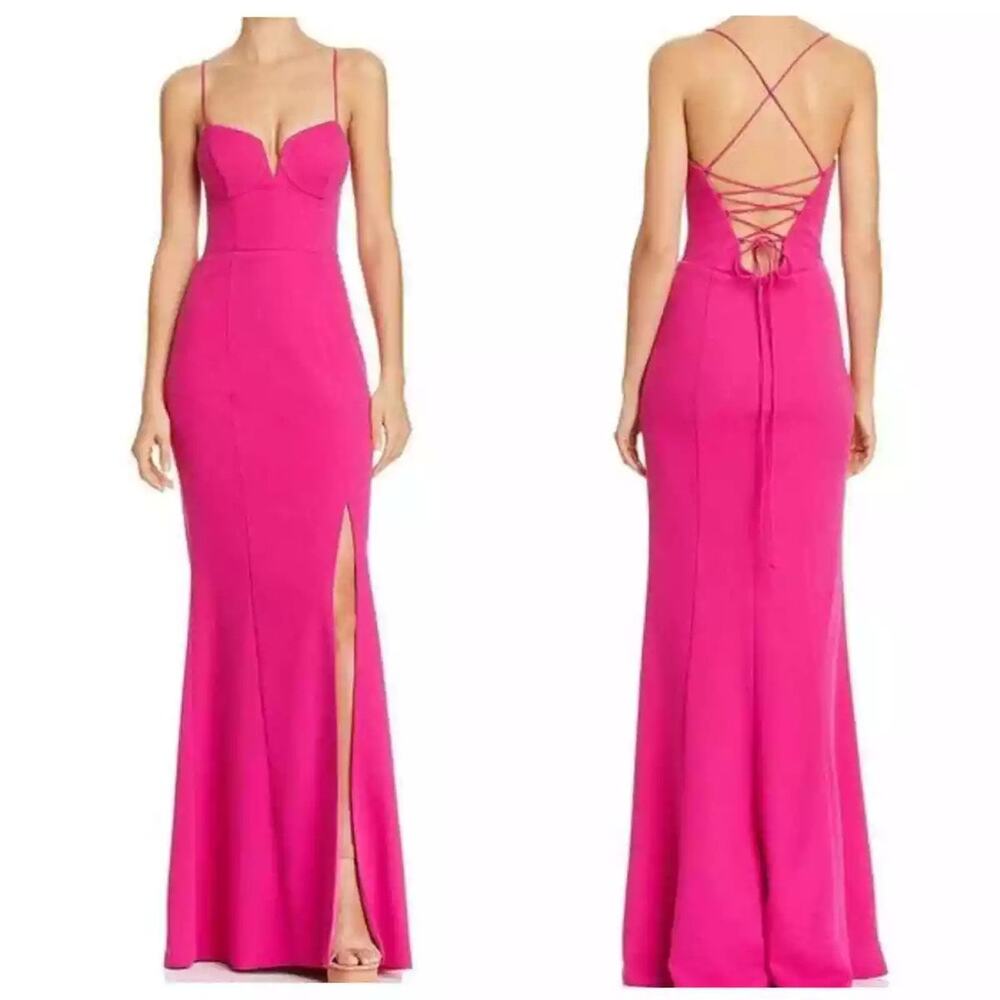 BARIANO Australia Sweetheart Barbie Fuchsia Pink Mermaid Corset Maxi Gown | S
